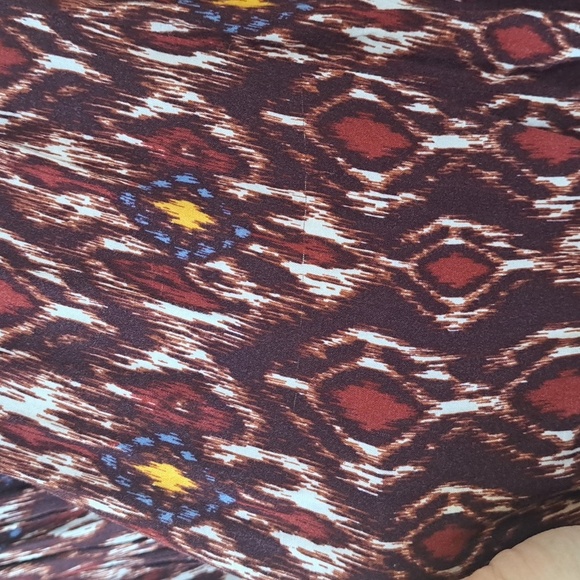 Forever 21 Boho Ikat Print Pleated Midi Side Pockets Flowy Rust A-line Skirt - Picture 8 of 11